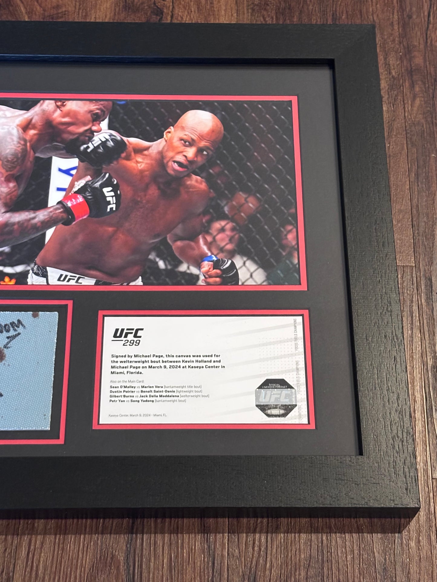 Micheal Venom Page MVP UFC 299 Framed Signed Inscribed Event Canvas With Blood