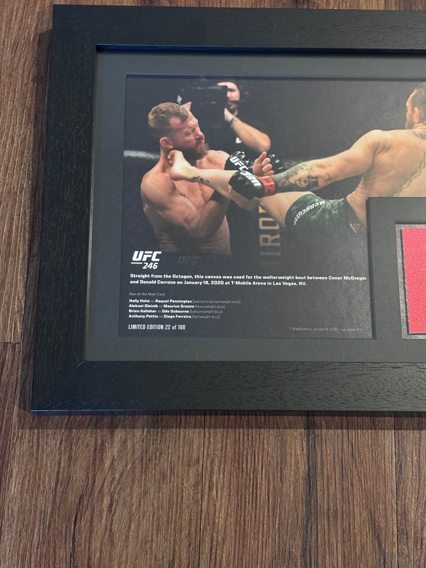 Conor Mcgregor Limited Edition /100 UFC 246 Framed Event Used Canvas