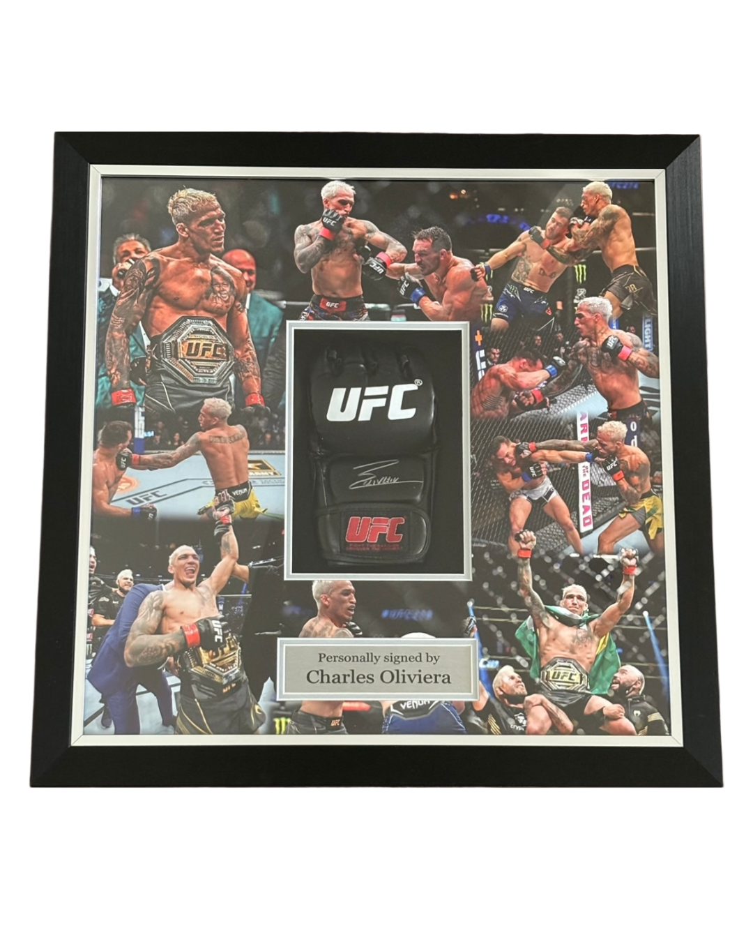 Charles Oliveira Signed Framed UFC Glove Beckett Certified QR Holo