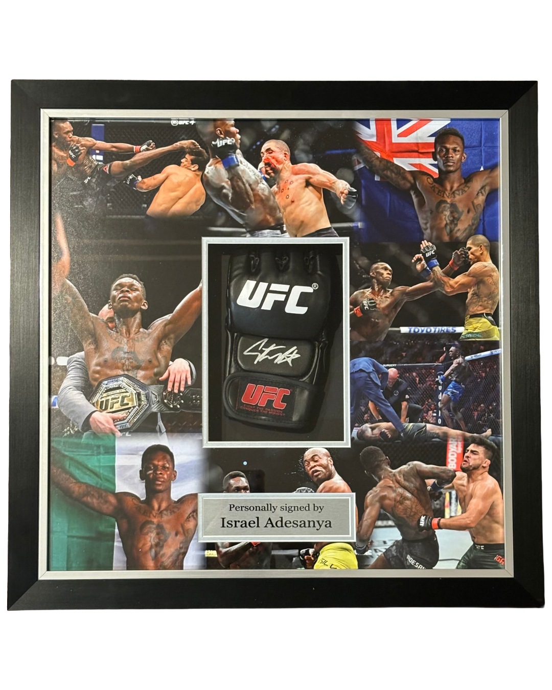 Israel Adesanya Signed Framed UFC Glove Beckett Certified QR Holo