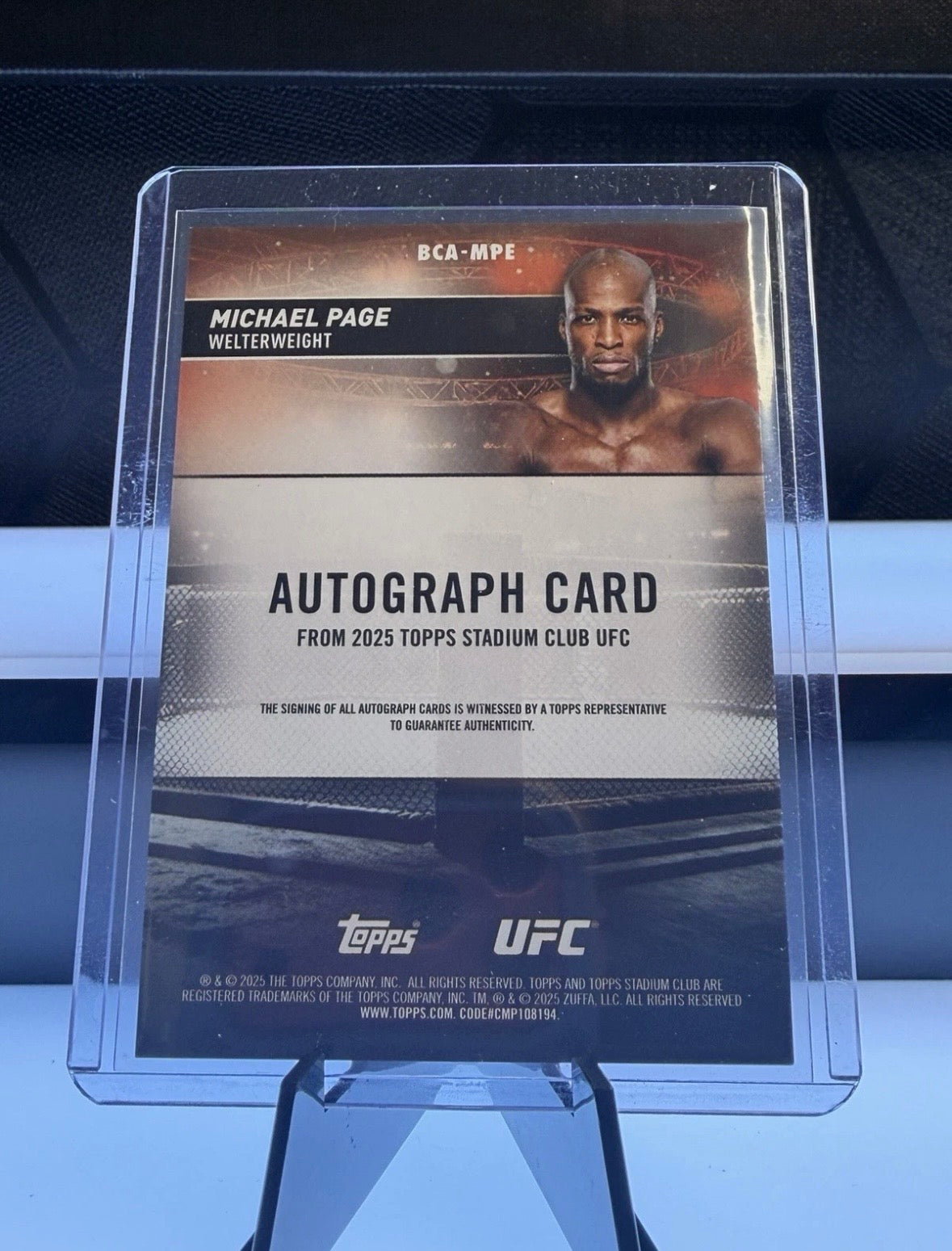 Michael Venom Page Signed UFC Card 2025 Topps Stadium Club