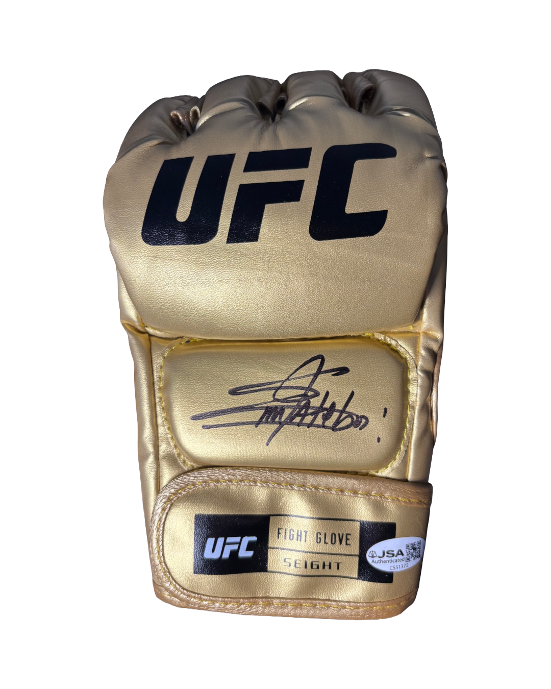 Ateba Gautier Signed UFC Glove - Gold JSA Certified