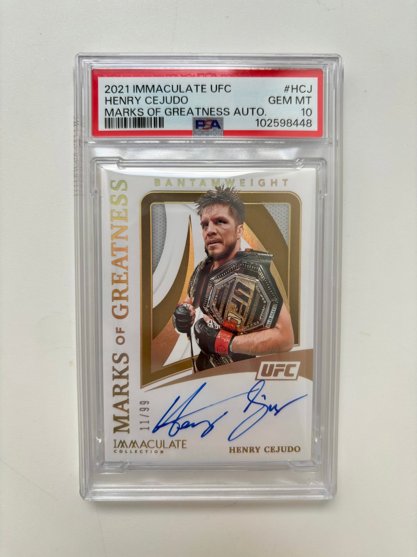 Henry Cejudo 2021 Immaculate Marks Of Greatness Auto PSA 10