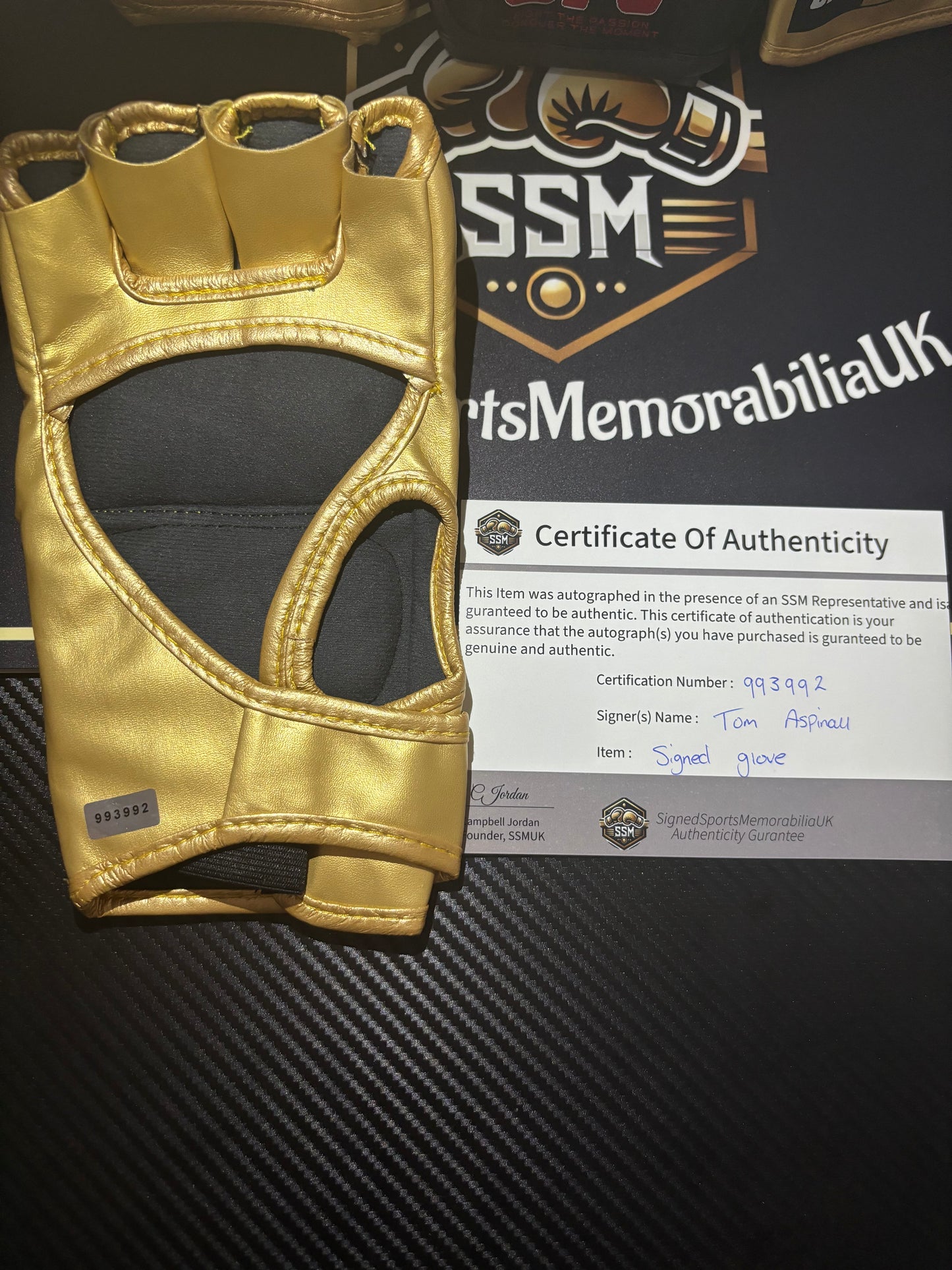 Tom Aspinall Signed Gold UFC Glove
