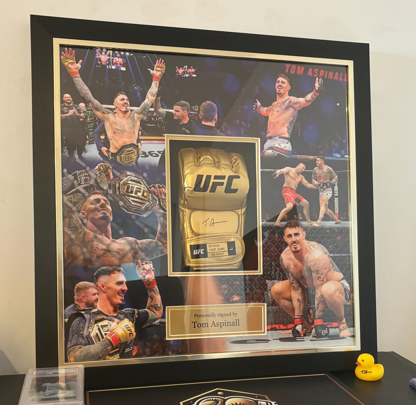 Tom Aspinall Signed And Framed Gold UFC Glove