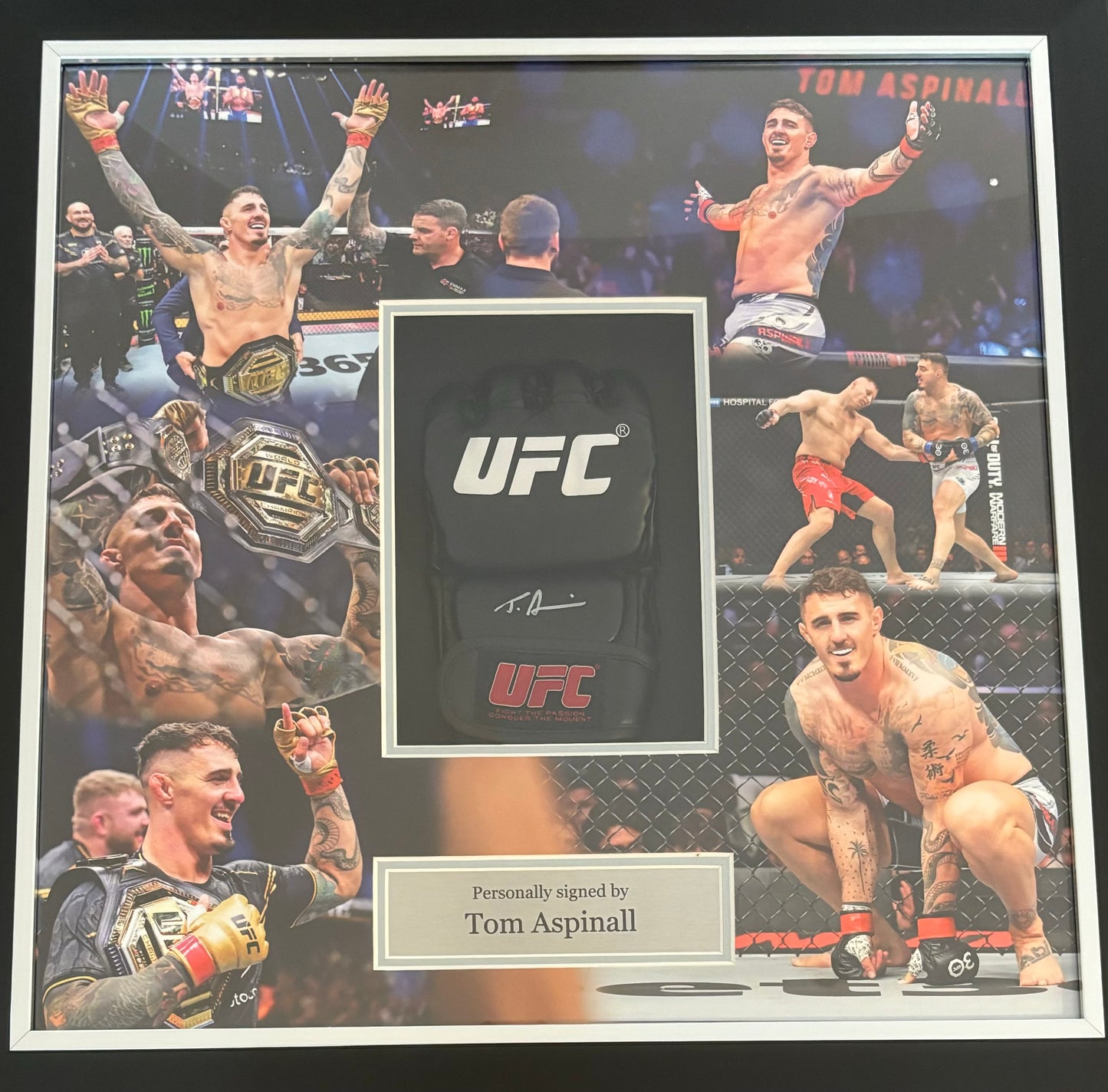 Tom Aspinall Signed And Framed Black UFC Glove