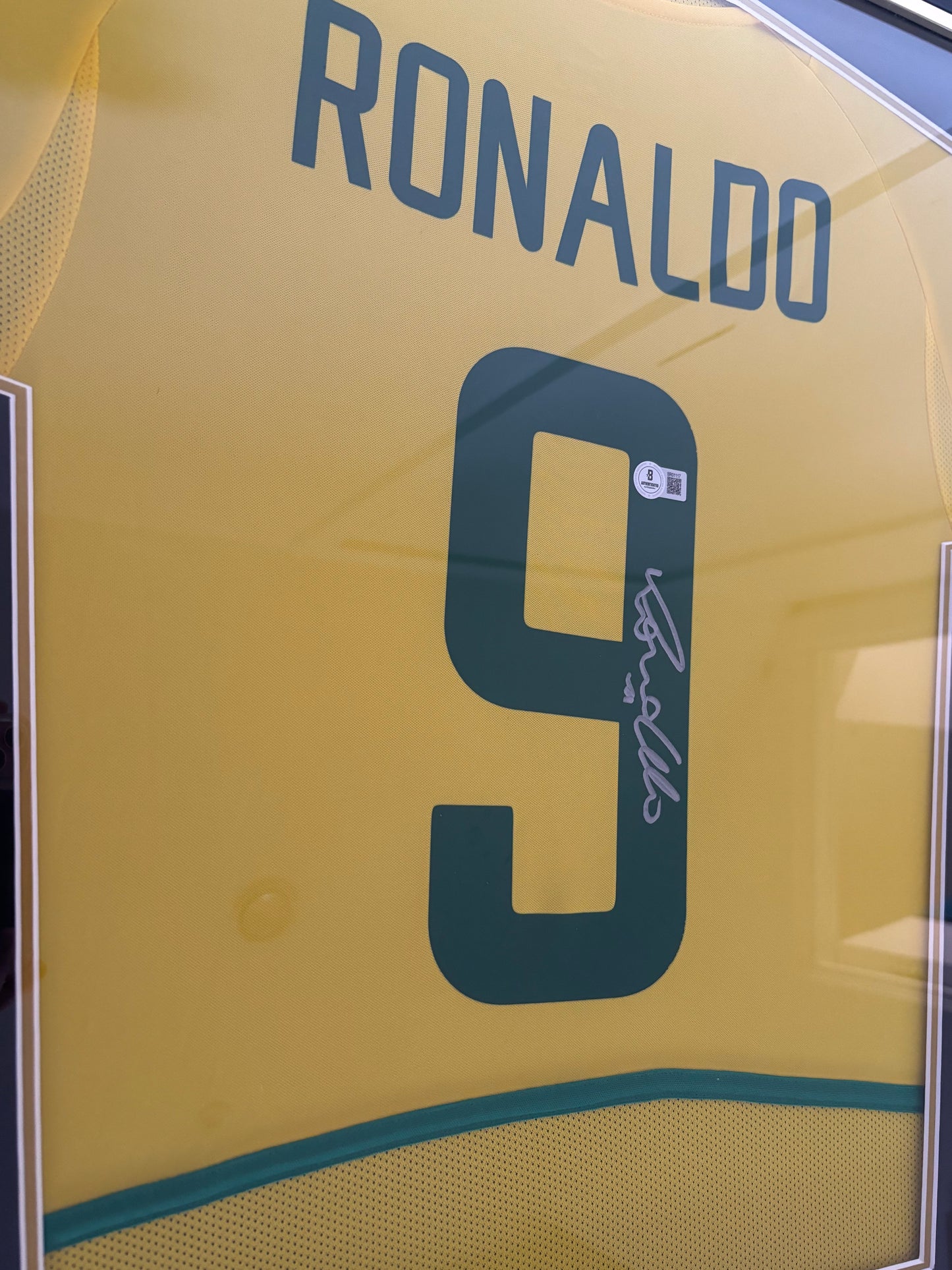 R9 Ronaldo Nazario Signed Framed Brazil Shirt Beckett COA QR Holo