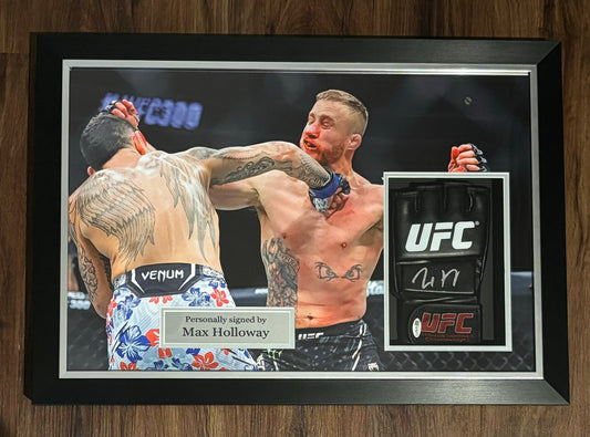 Max Holloway Framed Signed UFC Glove JSA Certified UFC 300