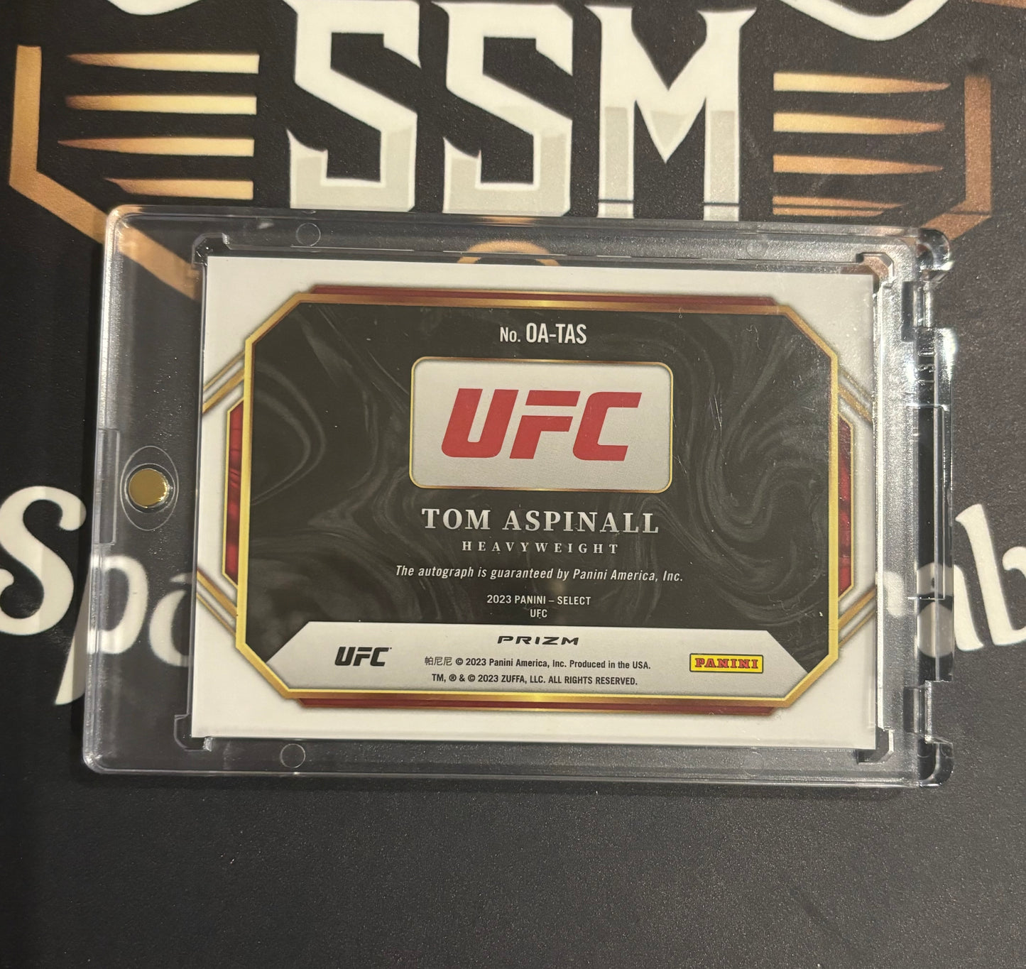 Tom Aspinall Silver Disco Auto UFC Card 2023 Panini Prizm Select