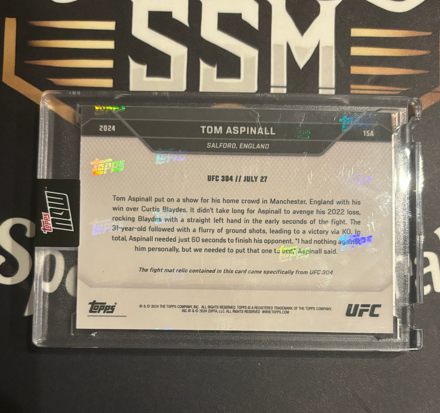 Topps Now UFC Tom Aspinall Event Used Mat Relic /25 UFC 304 Heavyweight Champion