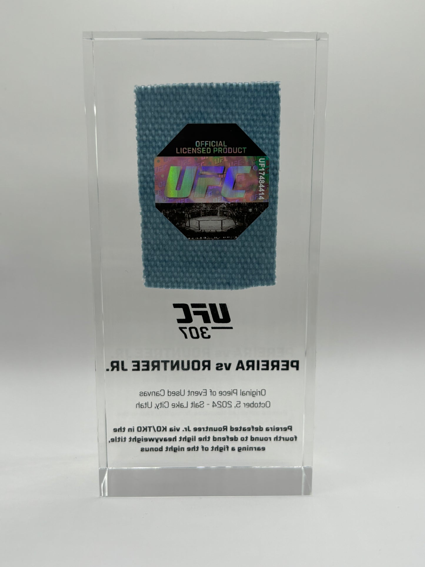 UFC 307 Pereira VS Rountree Jr Event Used Canvas In Acrylic