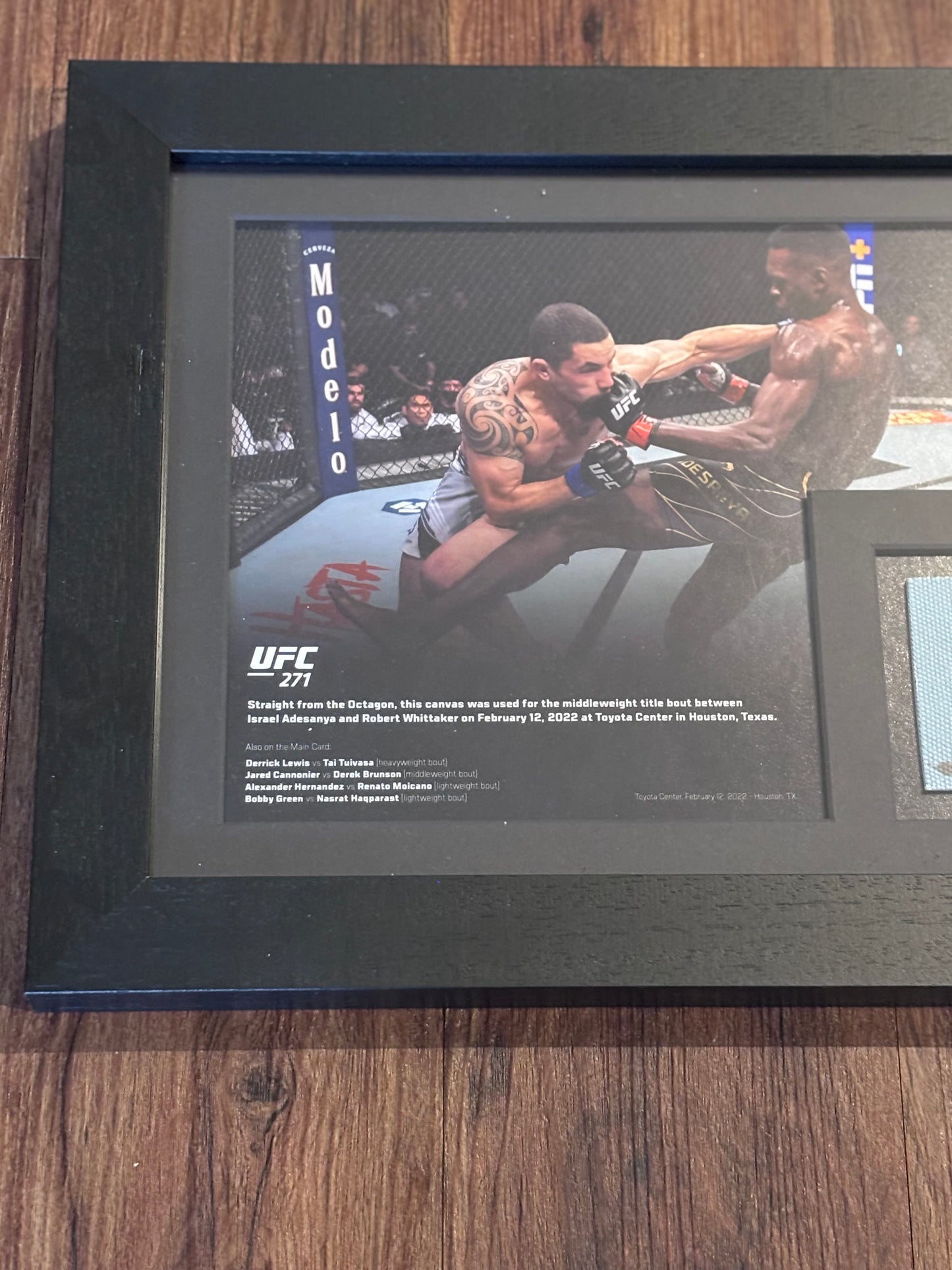 Israel Adesanya UFC 271 Framed Event Used Canvas Vs Robert Whittaker With Blood