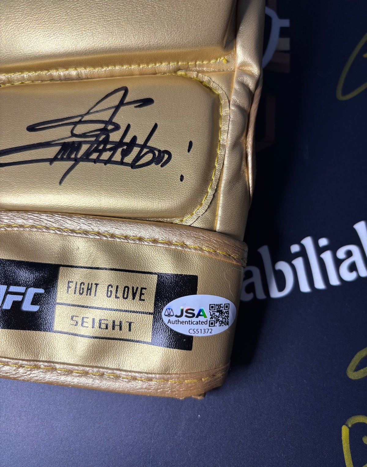 Ateba Gautier Signed UFC Glove - Gold JSA Certified