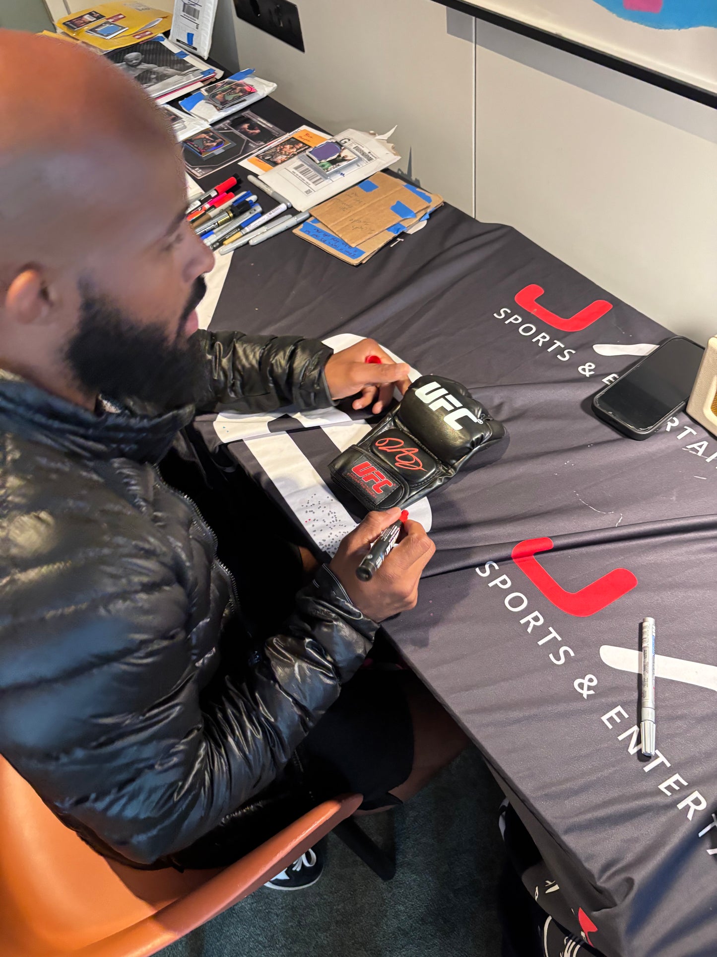 Demetrious Johnson Signed Glove - Red ink Ink