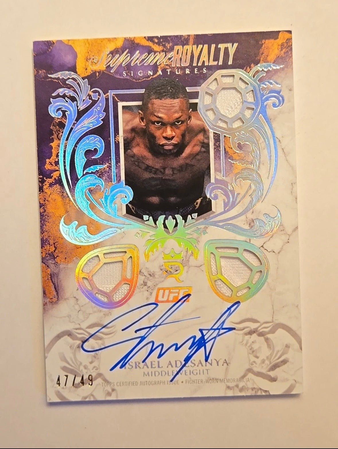 Israel Adesanya Signed UFC Card /49 Royalty 2026 On Card Auto