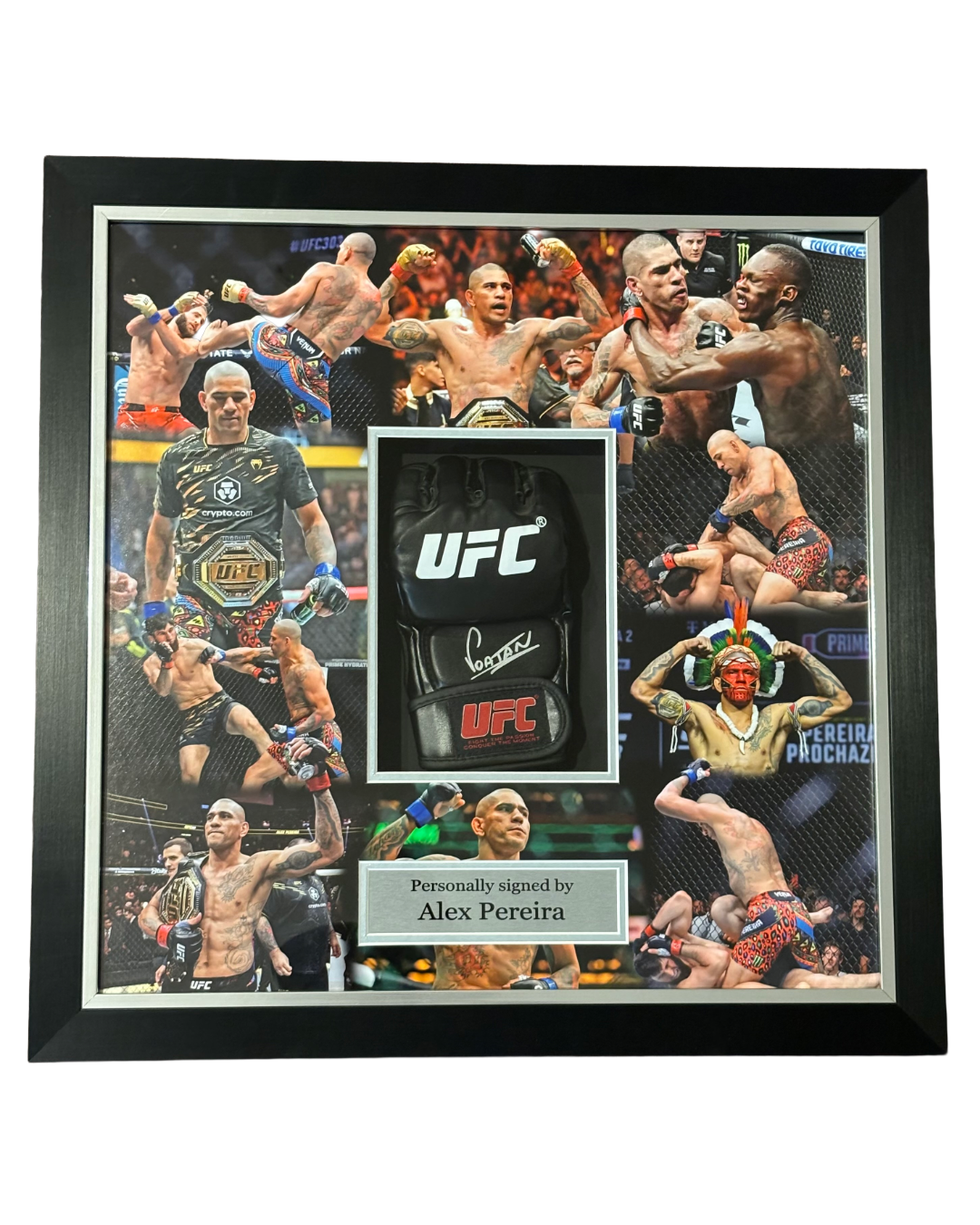 Alex Pereira Signed Framed UFC Glove Beckett COA QR Holo
