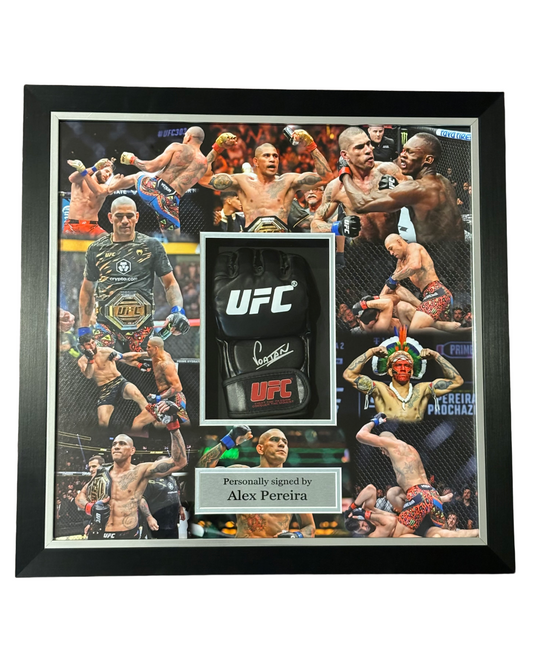 Alex Pereira Signed Framed UFC Glove Beckett COA QR Holo