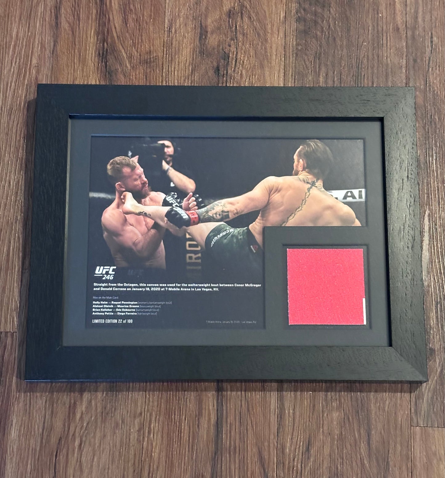 Conor Mcgregor Limited Edition /100 UFC 246 Framed Event Used Canvas