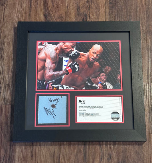 Micheal Venom Page MVP UFC 299 Framed Signed Inscribed Event Canvas With Blood