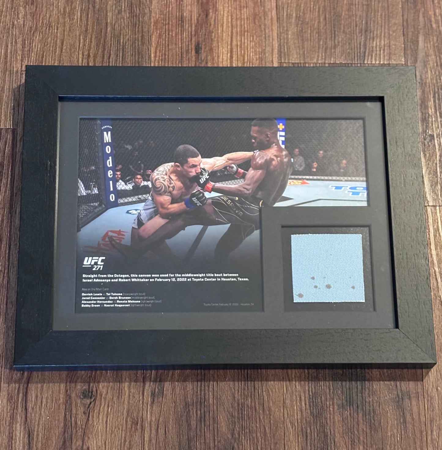 Israel Adesanya UFC 271 Framed Event Used Canvas Vs Robert Whittaker With Blood