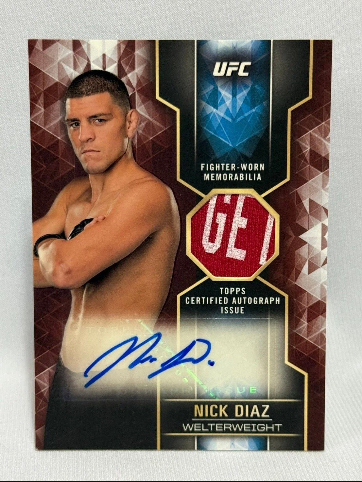 Nick Diaz Relic Auto /10 UFC Card 2017 Topps Knockout