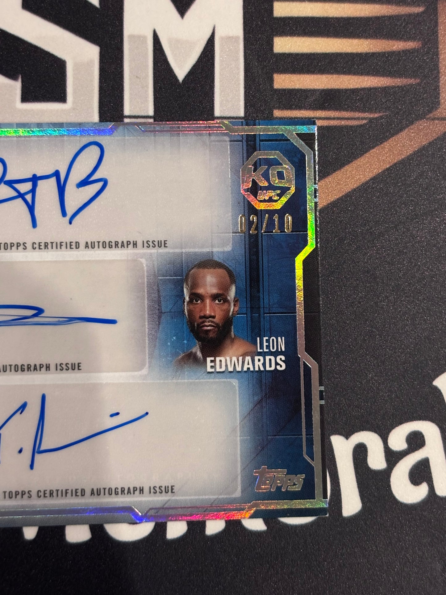 UFC Knockout triple auto - Paddy Pimblett , Tom Aspinall & Leon Edwards /10 Signed UFC Card