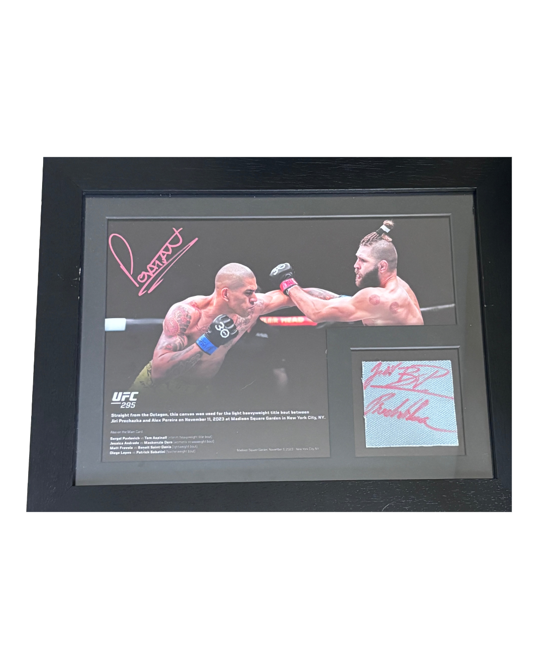 Alex Pereira UFC 295 Framed Event Used Canvas Vs Jiri Prochazka With Blood Dual Signed