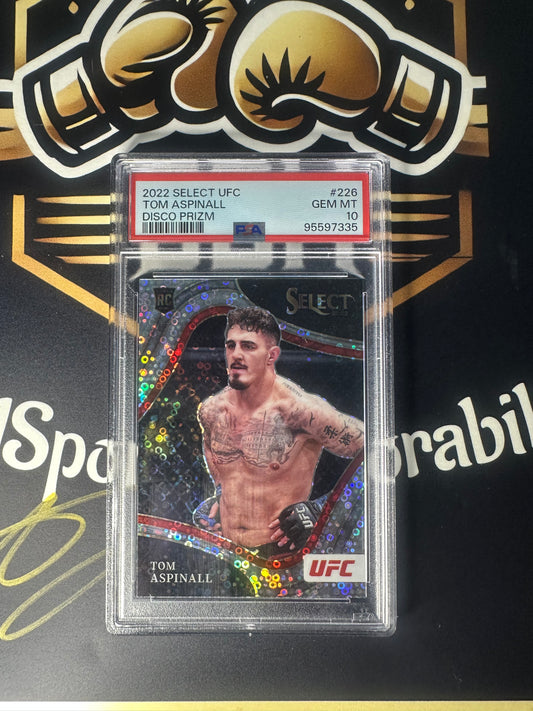 Tom Aspinall 2022 Panini Select Disco Prizm RC PSA 10 UFC Card