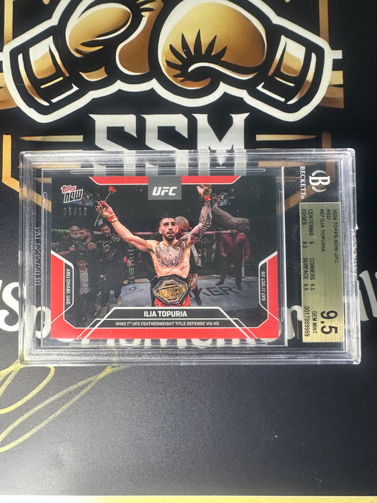 Ilia Topuria Topps now Red /10 Holloway KO BGS 9.5