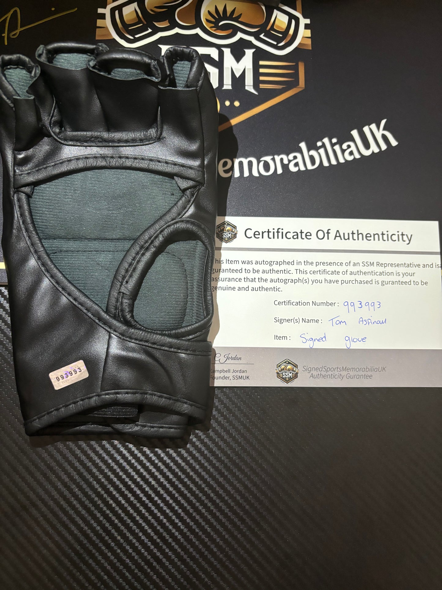 Tom Aspinall Signed Black UFC Glove