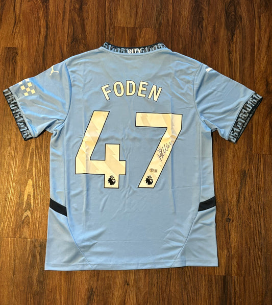 Phil Foden Signed Manchester City Shirt Beckett Certified QR Holo