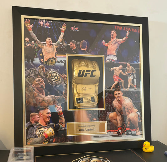 Tom Aspinall Signed And Framed Gold UFC Glove