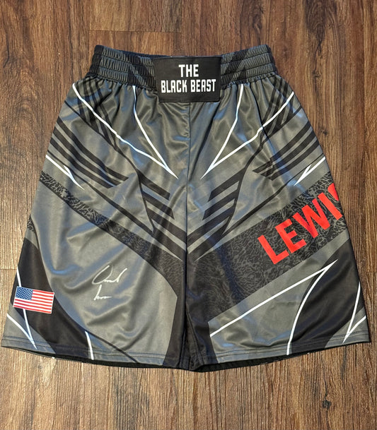 Derrick Lewis signed UFC Shorts Beckett certified QR Holographic Sticker
