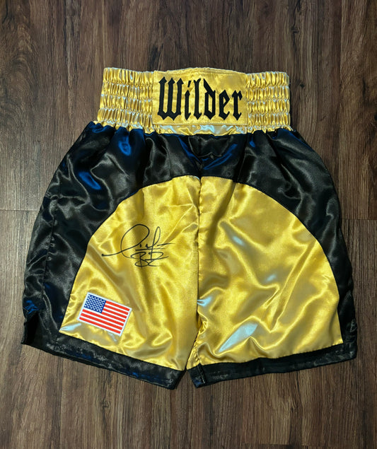 Deontay Wilder Signed Boxing Shorts Beckett COA QR Holo