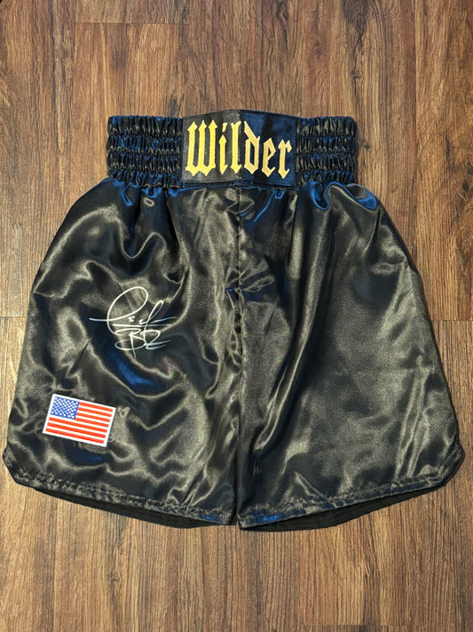 Deontay Wilder Signed Boxing Shorts Beckett COA QR Holo