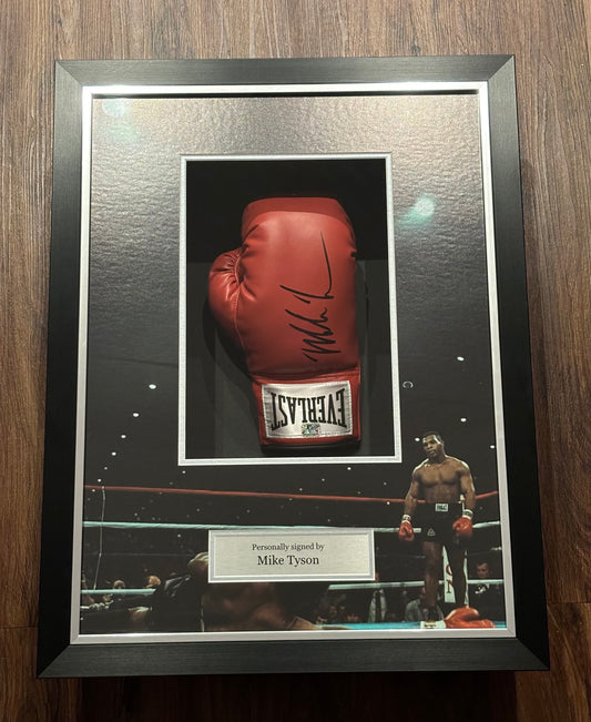 Mike Tyson Signed Framed Boxing Glove Fiterman COA