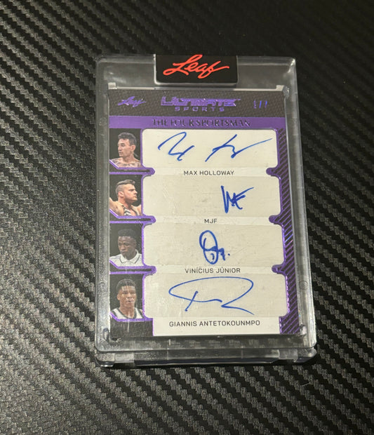 2024 Leaf Four Sportsman Quad Auto Holloway, MJF, Vini Junior, Antetokounmpo 1/7