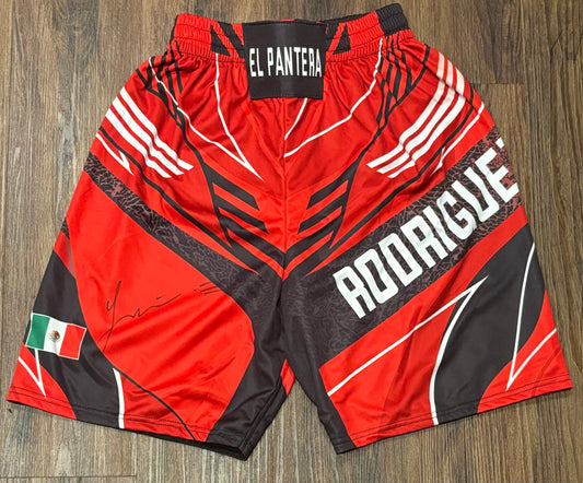 Yair Rodriguez Signed UFC Shorts Mexico Red Beckett Certfied QR Holo COA