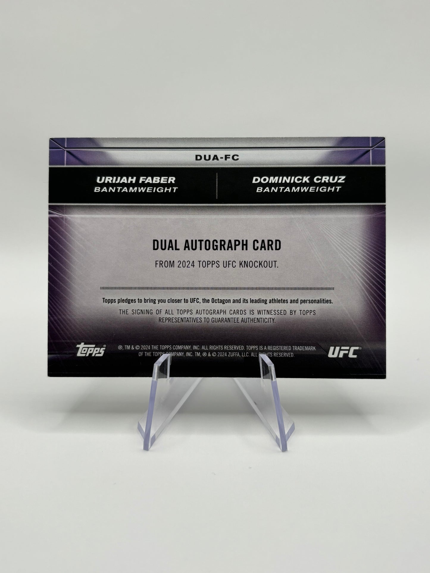 URIJAH FABER DOMINICK CRUZ 2024 TOPPS UFC KNOCKOUT DUAL AUTO UFC Card