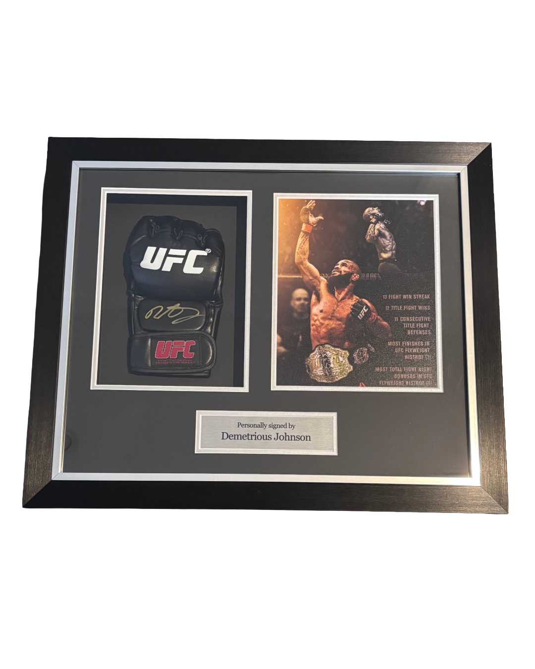 Demetrious Johnson Signed Framed UFC Glove With Accolade Photo & COA