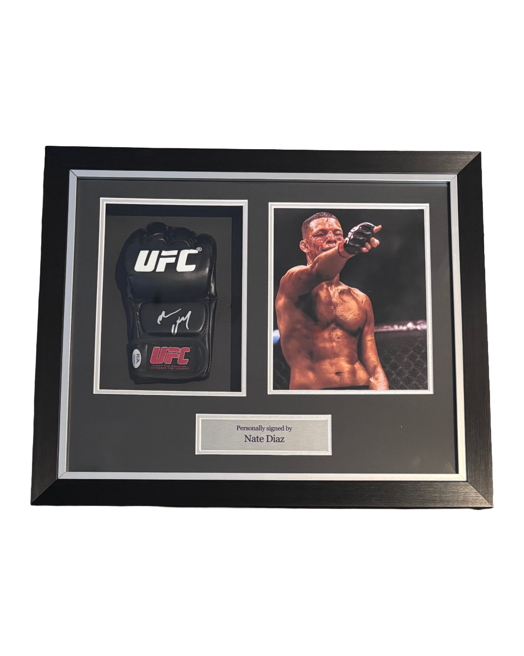 Nate Diaz Signed Framed UFC Glove Custom Frame PSA Certified